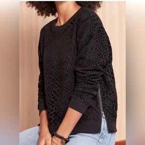 RAILS Marlo Black Flocked Cobra Sweater Zip Sides, Small